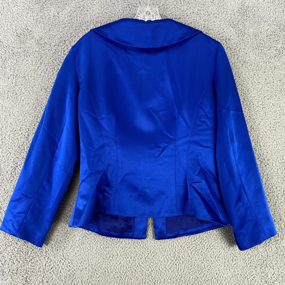 Patra Jacket Women's Medium Blue Lined Shiny Acetate Blazer Made in USA